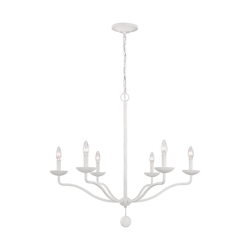 Visual Comfort Studio F3130/6PSW Annie Six Light Chandelier, Plaster White