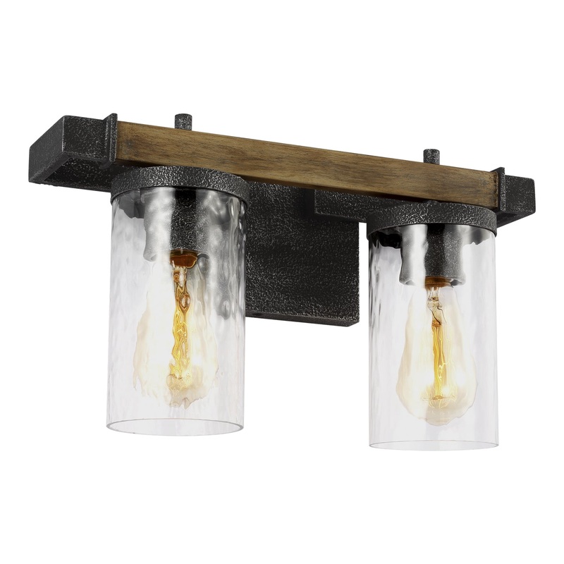 Visual Comfort Studio VS18252DWK/SGM Angelo Two Light Vanity, Distressed Weathered Oak / Slate Grey Metal