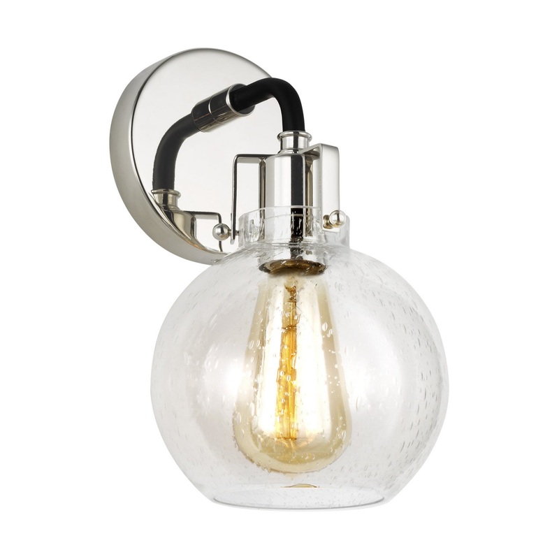 Visual Comfort Studio VS24401PN/TXB Clara One Light Wall Sconce, Polished Nickel/Textured Black