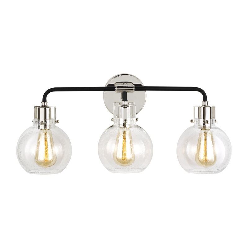 Visual Comfort Studio VS24403PN/TXB Clara Three Light Vanity, Polished Nickel/Textured Black