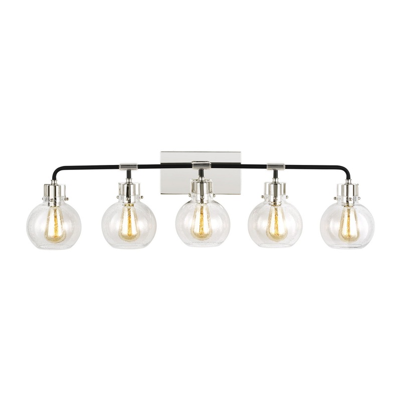 Visual Comfort Studio VS24405PN/TXB Clara Five Light Vanity, Polished Nickel/Textured Black