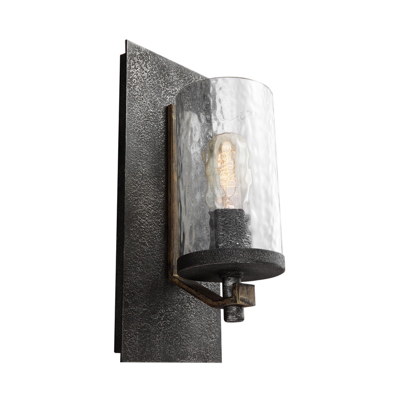 Visual Comfort Studio WB1825DWK/SGM Angelo One Light Wall Sconce, Distressed Weathered Oak / Slate Grey Metal