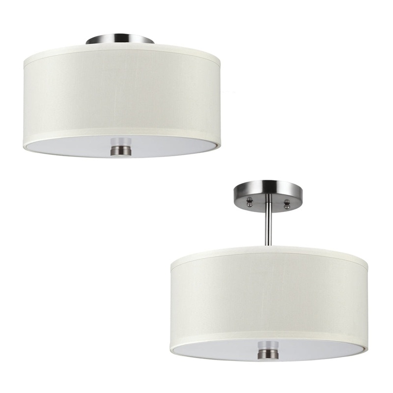 Visual Comfort Studio 77262-962 Dayna Shade Pendants Two Light Semi-Flush Convertible Pendant, Brushed Nickel