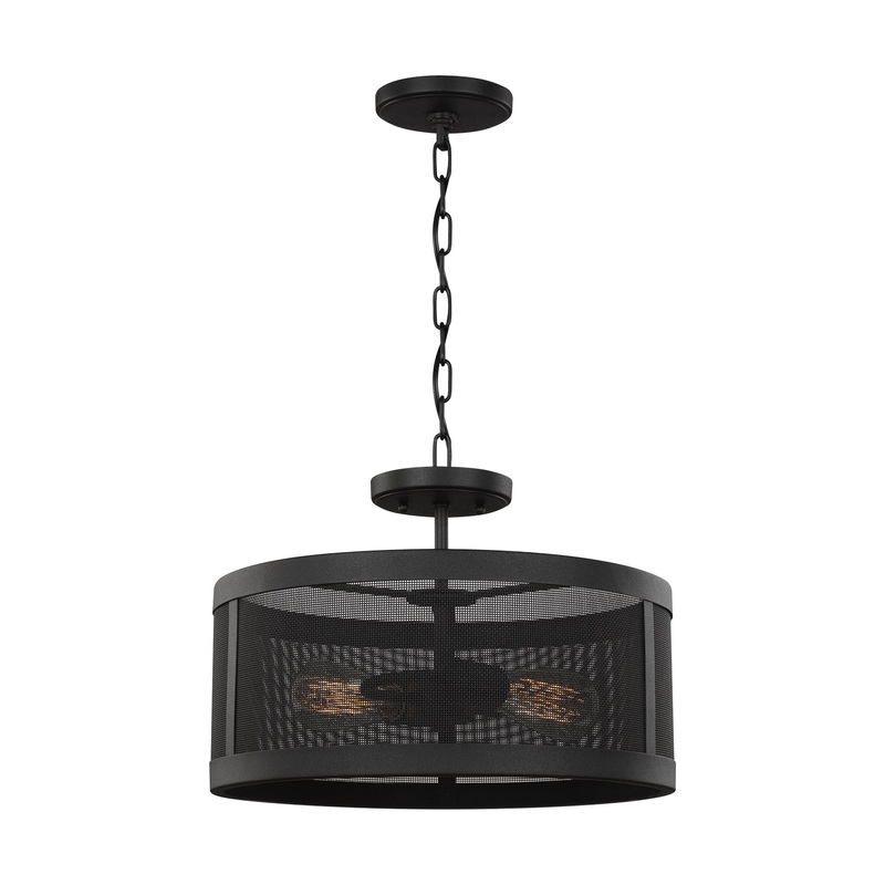Visual Comfort Studio 7728502-12 Gereon Two Light Semi-Flush Convertible Pendant, Black