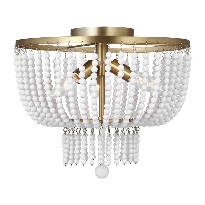 Visual Comfort Studio 7780703-848 Jackie Three Light Semi-Flush Mount, Satin Brass (Discontinued)