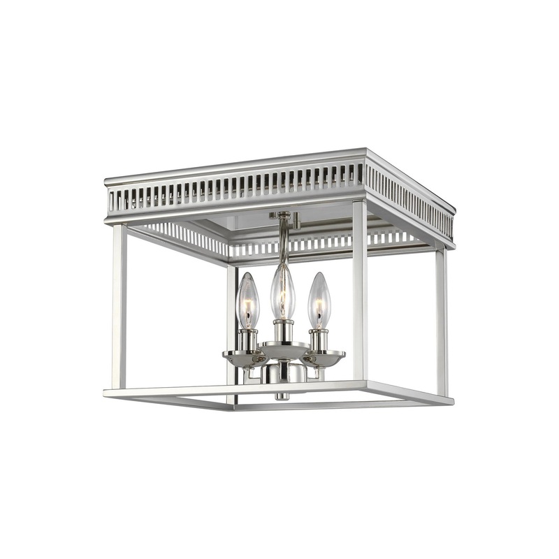 Visual Comfort Studio FM521PN Woodruff Three Light Flush Mount, Polished Nickel