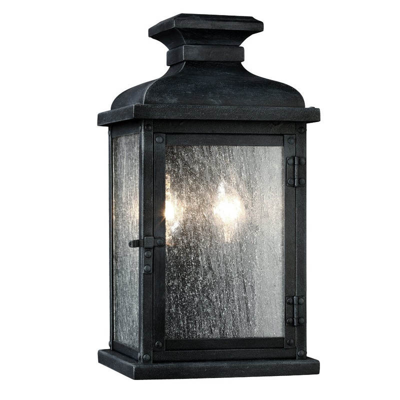 Visual Comfort Studio OL11100DWZ Pediment Two Light Lantern, Dark Weathered Zinc