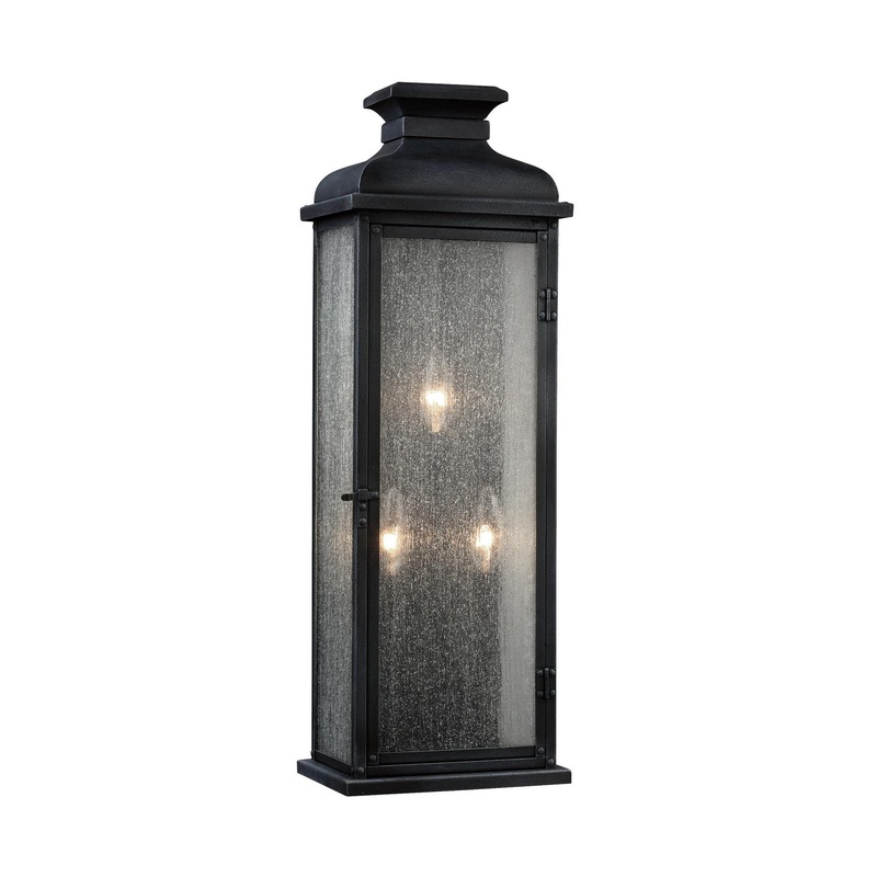 Visual Comfort Studio OL11102DWZ Pediment Three Light Lantern, Dark Weathered Zinc