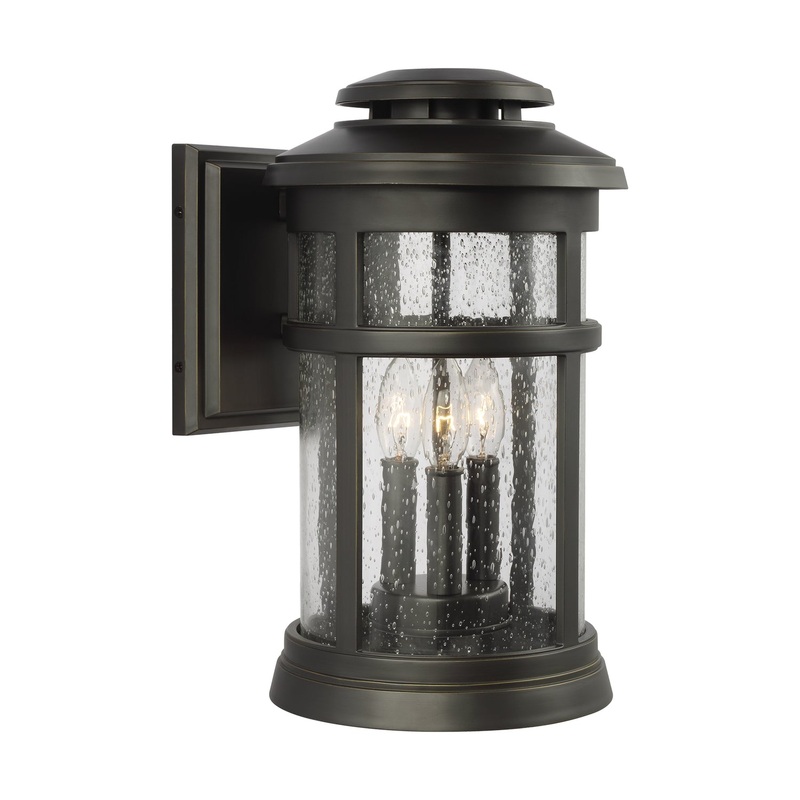 Visual Comfort Studio OL14302ANBZ Newport Three Light Outdoor Wall Lantern, Antique Bronze