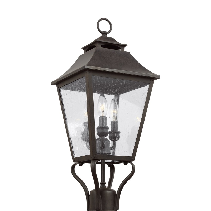 Visual Comfort Studio OL14406SBL Galena Three Light Post Lantern, Sable