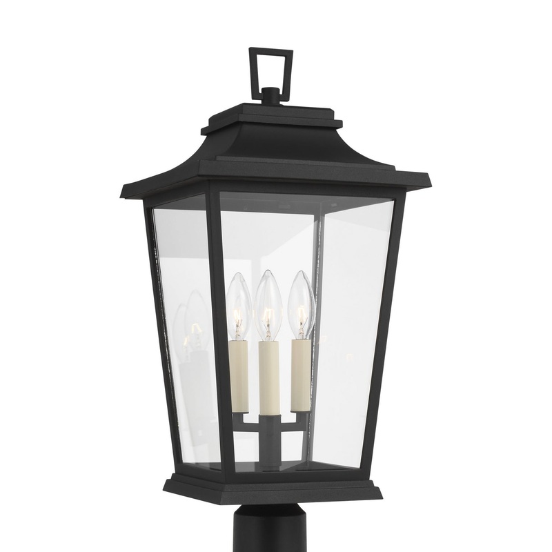 Visual Comfort Studio OL15407TXB Warren Three Light Post Lantern, Textured Black