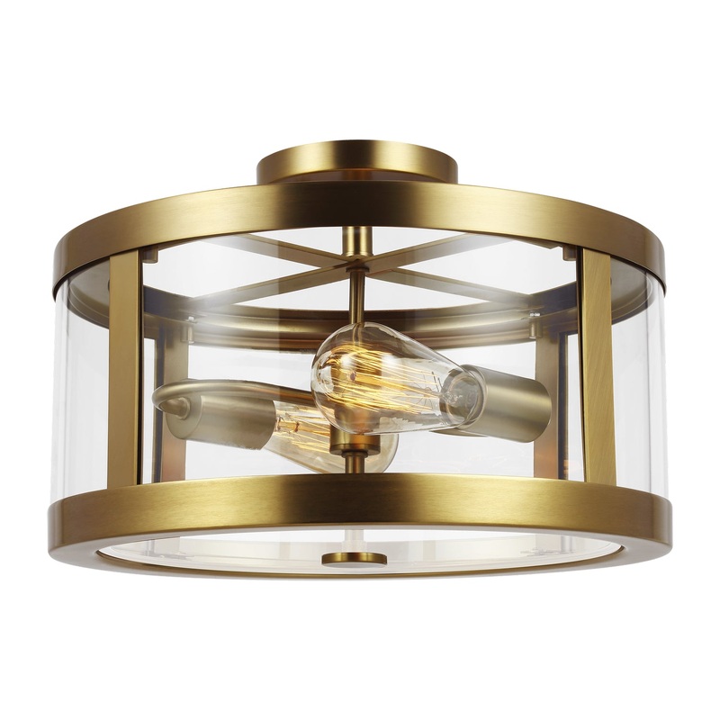 Visual Comfort Studio SF341BBS Harrow Two Light Semi-Flush Mount, Burnished Brass (Discontinued)