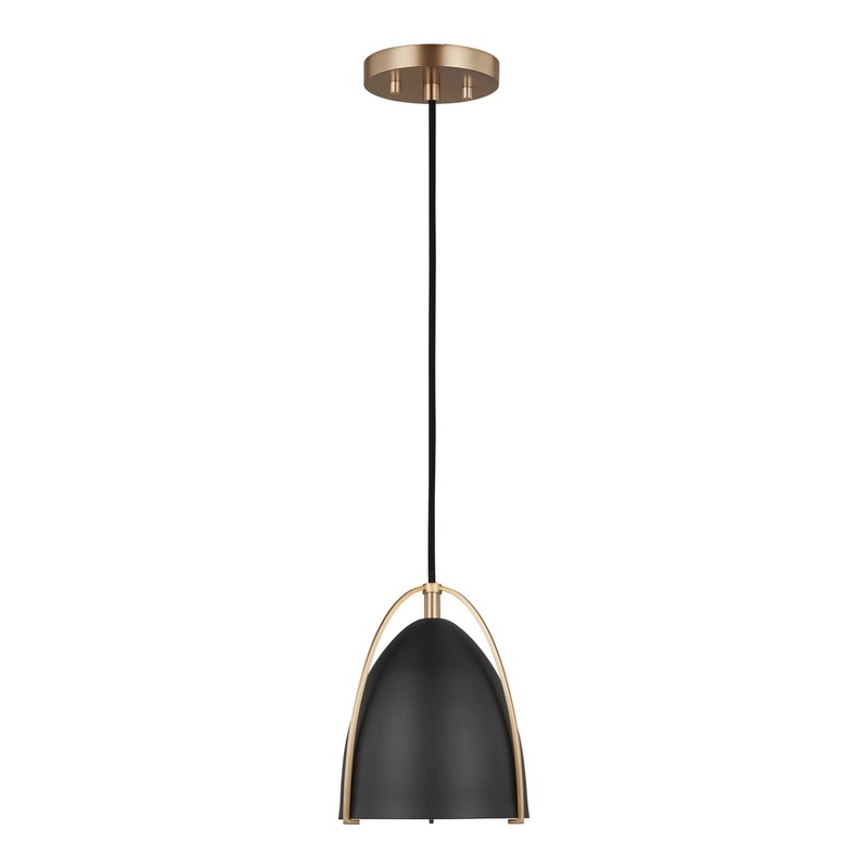 Visual Comfort Studio 6151701-848 Norman One Light Mini-Pendant, Satin Brass