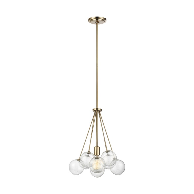Visual Comfort Studio 6514301-848 Bronzeville One Light Pendant, Satin Brass