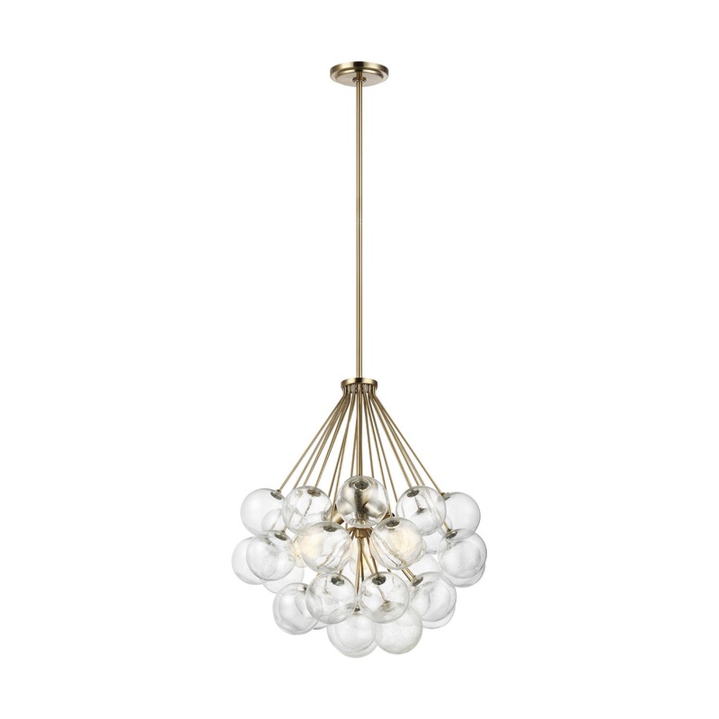 Visual Comfort Studio 6514303-848 Bronzeville Three Light Pendant, Satin Brass