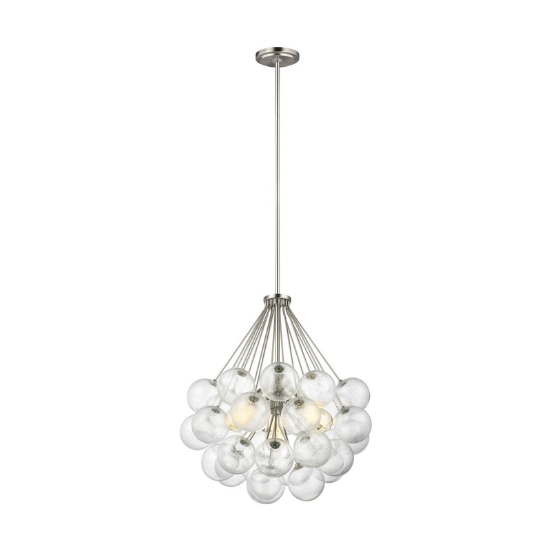Visual Comfort Studio 6514303-962 Bronzeville Three Light Pendant, Brushed Nickel