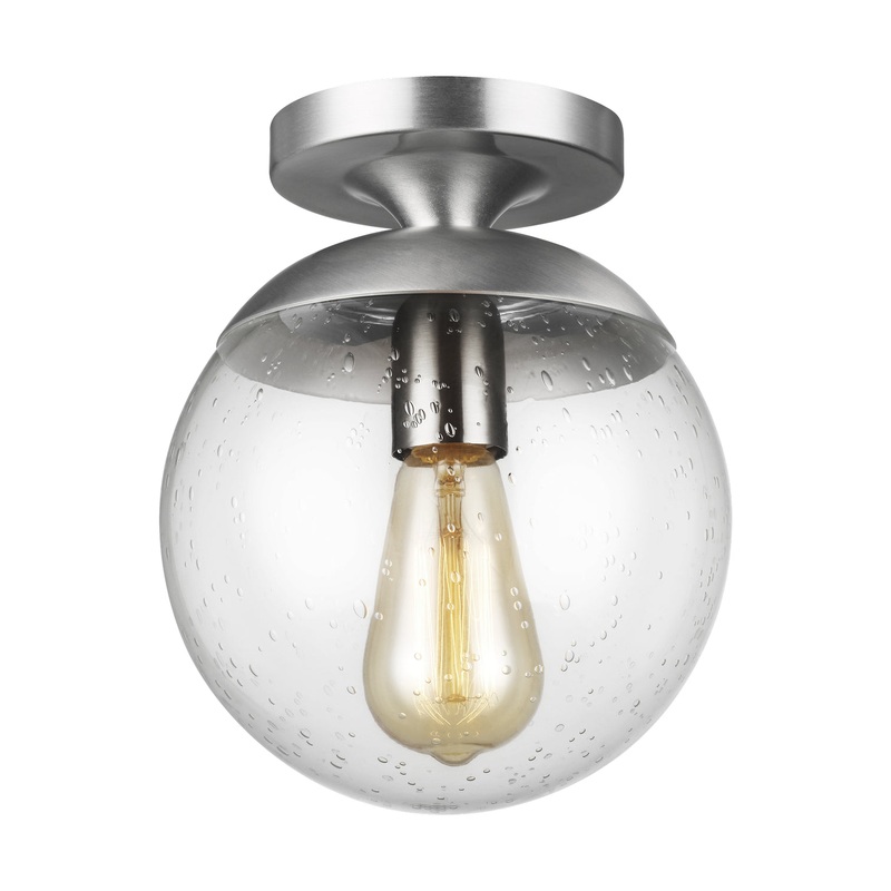 Visual Comfort Studio 7501801-04 Leo - Hanging Globe One Light Wall / Ceiling Semi-Flush Mount, Satin Aluminum