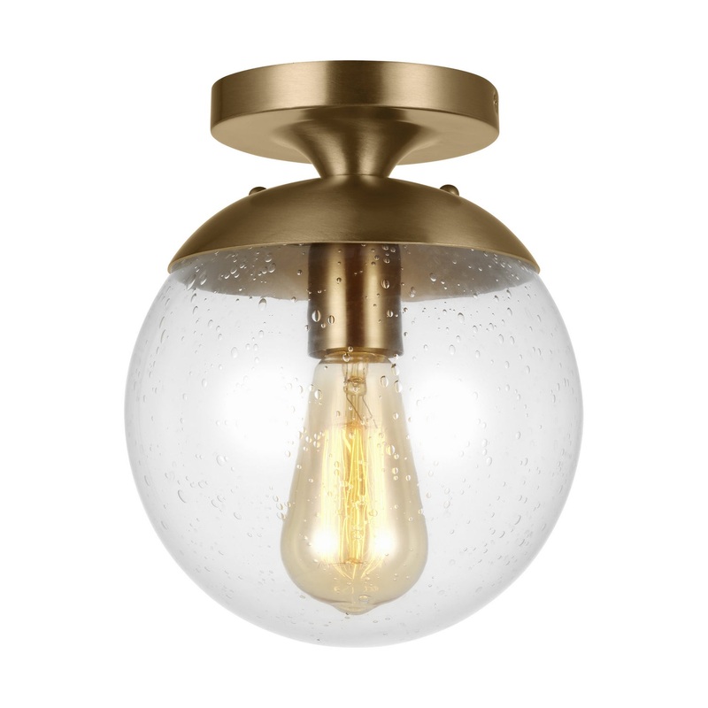 Visual Comfort Studio 7501801EN7-848 Leo - Hanging Globe One Light Wall / Ceiling Semi-Flush Mount, Satin Brass
