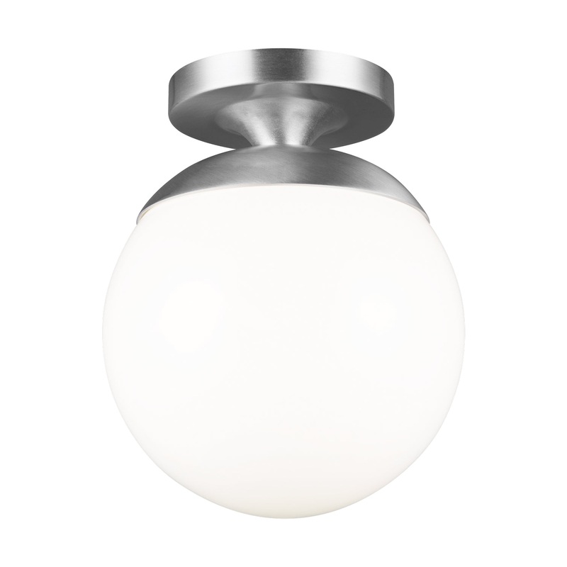 Visual Comfort Studio 7518-04 Leo - Hanging Globe One Light Wall / Ceiling Semi-Flush Mount, Satin Aluminum