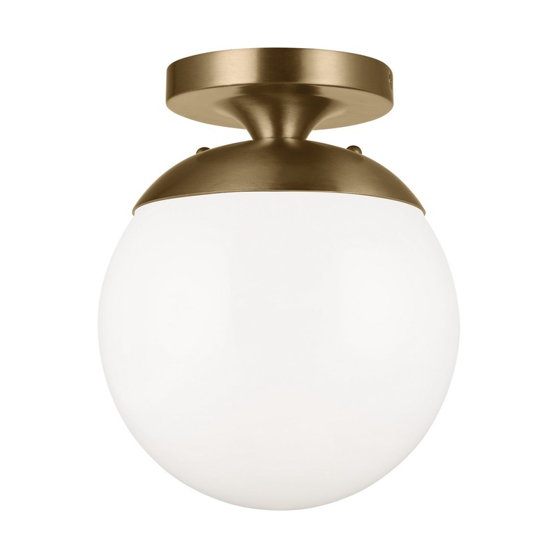 Visual Comfort Studio 7518-848 Leo - Hanging Globe One Light Wall / Ceiling Semi-Flush Mount, Satin Brass
