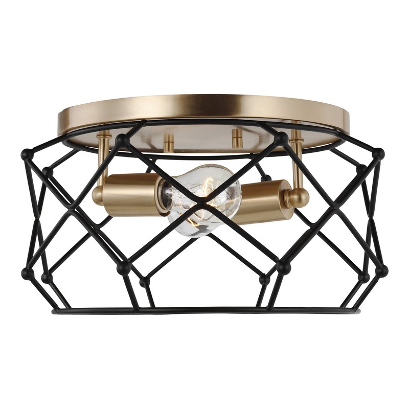 Visual Comfort Studio 7534102-848 Zarra Two Light Flush Mount, Satin Brass