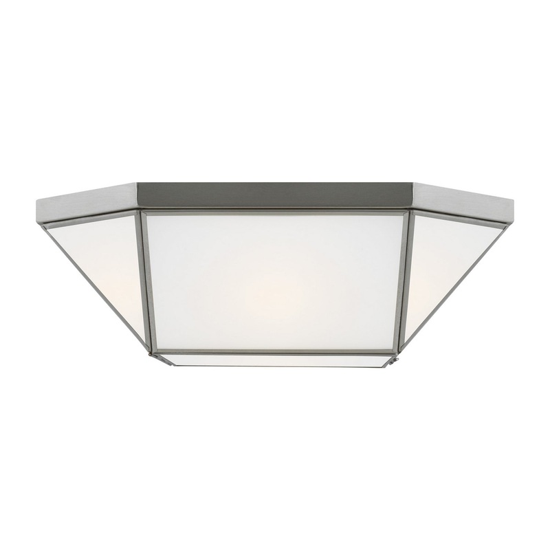 Visual Comfort Studio 7579452-962 Morrison Two Light Flush Mount, Brushed Nickel