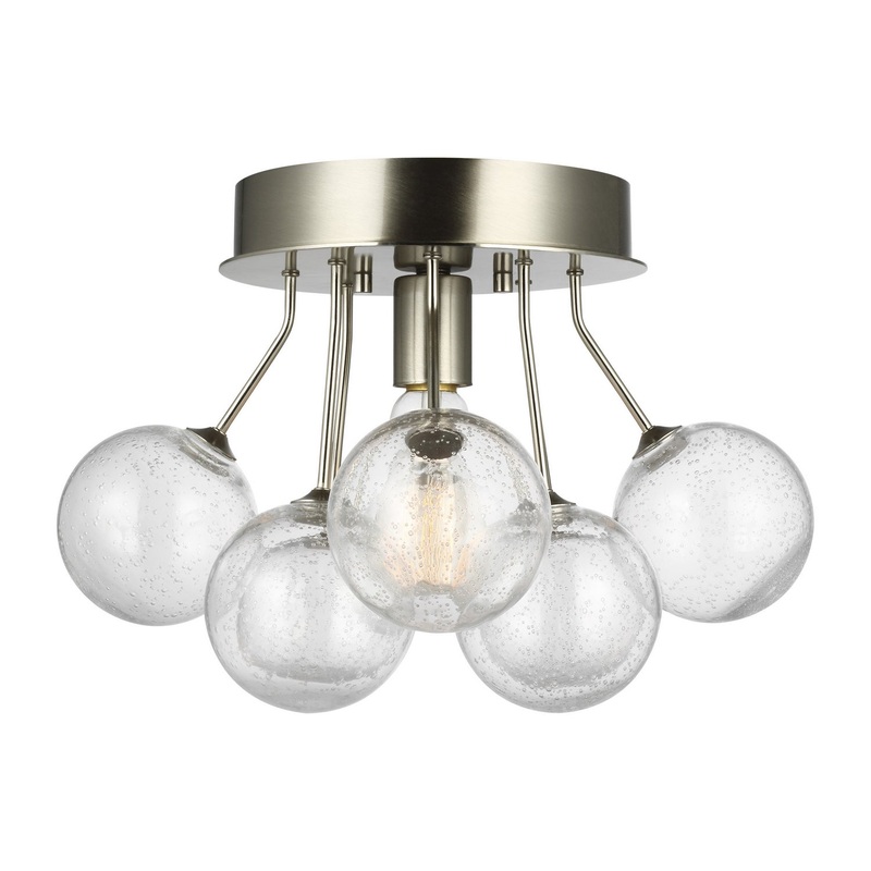 Visual Comfort Studio 7714301-962 Bronzeville One Light Semi-Flush Mount, Brushed Nickel