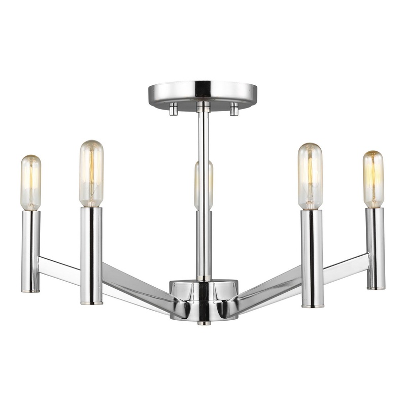 Visual Comfort Studio 7724305-05 Vector Five Light Semi-Flush Mount, Chrome
