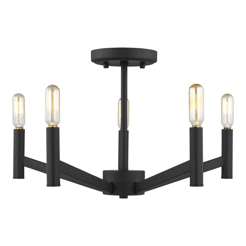 Visual Comfort Studio 7724305-112 Vector Five Light Semi-Flush Mount, Midnight Black
