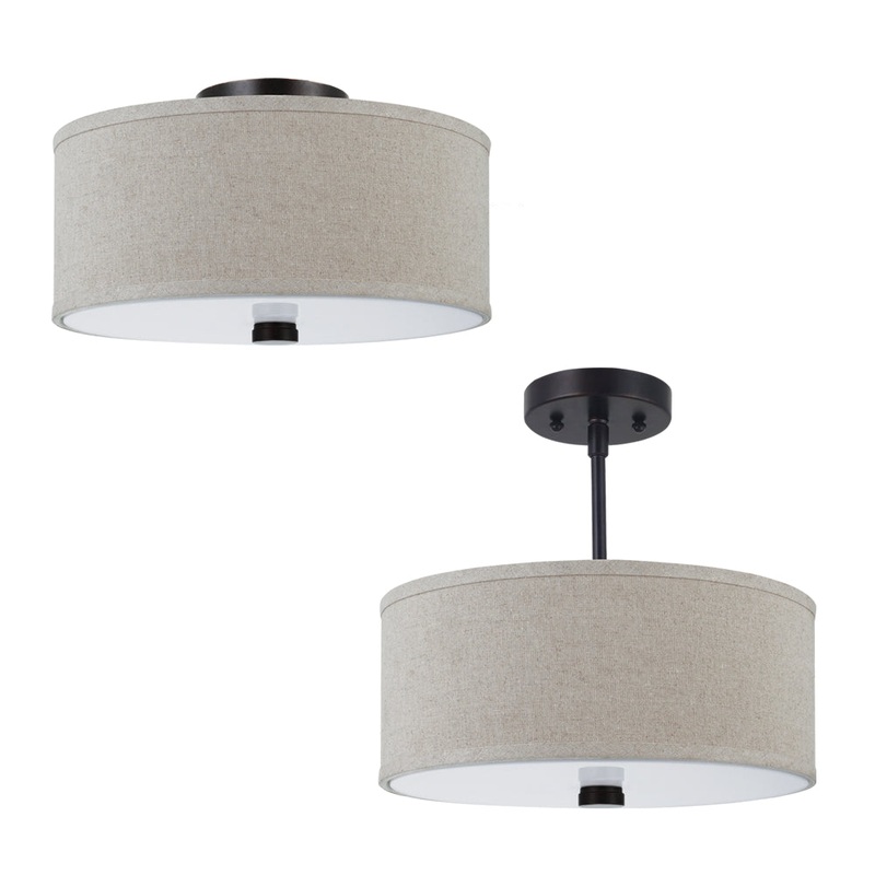 Visual Comfort Studio 77262-710 Dayna Shade Pendants Two Light Semi-Flush Convertible Pendant, Bronze