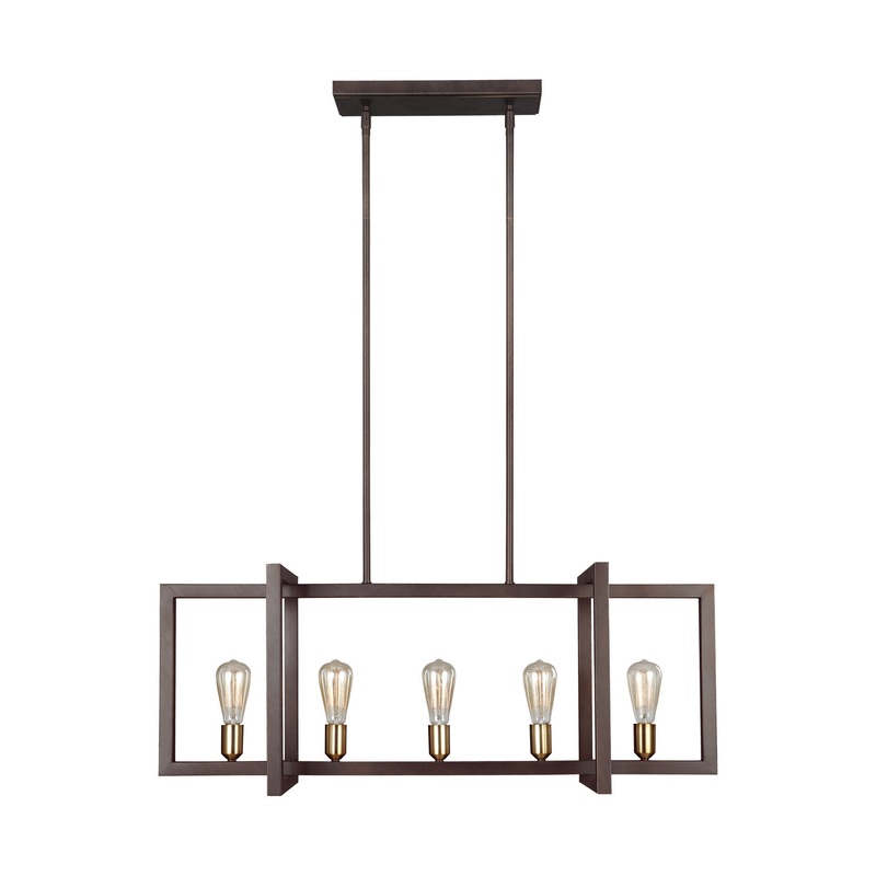 Visual Comfort Studio F3147/5NWB Finnegan Five Light Island Chandelier, New World Bronze