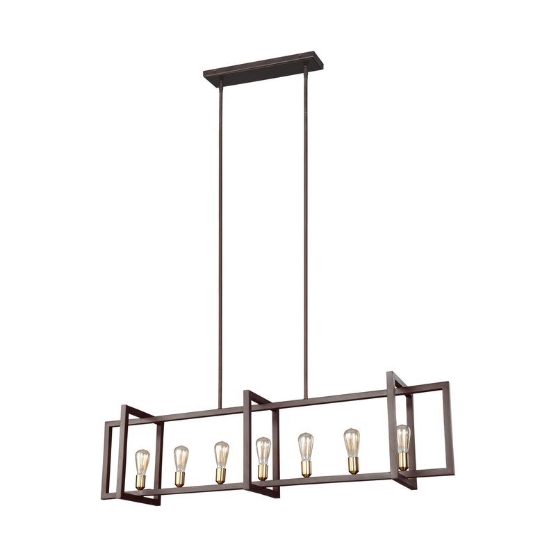 Visual Comfort Studio F3148/7NWB Finnegan Seven Light Island Chandelier, New World Bronze