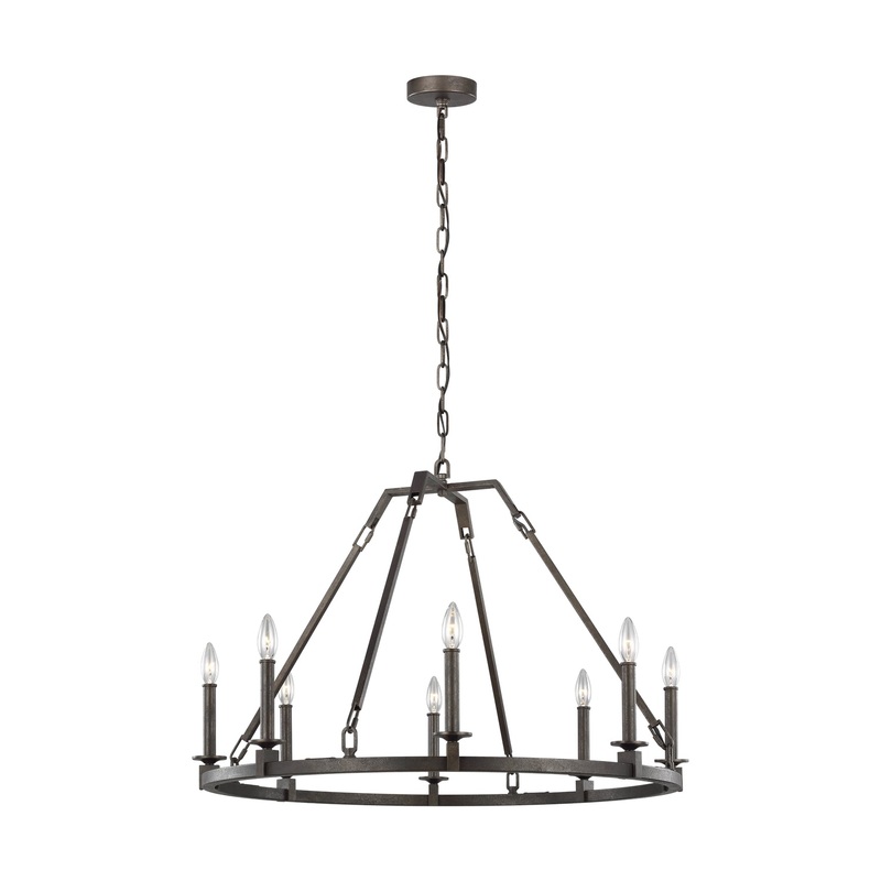 Visual Comfort Studio F3214/8SMS Landen Eight Light Chandelier, Smith Steel