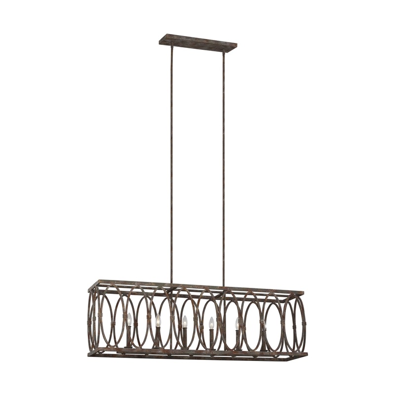 Visual Comfort Studio F3224/6DA Patrice Six Light Linear Chandelier, Deep Abyss