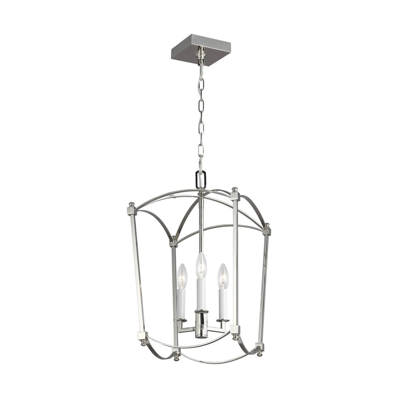 Visual Comfort Studio F3321/3PN Thayer Three Light Lantern, Polished Nickel (Discontinued)