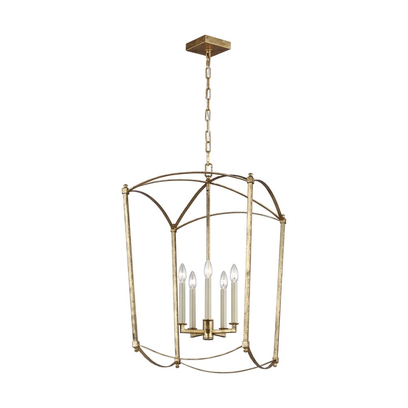 Visual Comfort Studio F3323/5ADB Thayer Five Light Lantern, Antique Gild
