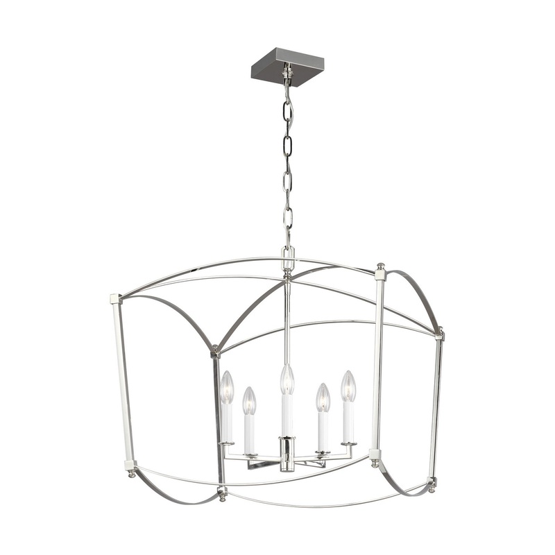 Visual Comfort Studio F3325/5PN Thayer Five Light Lantern, Polished Nickel (Discontinued)