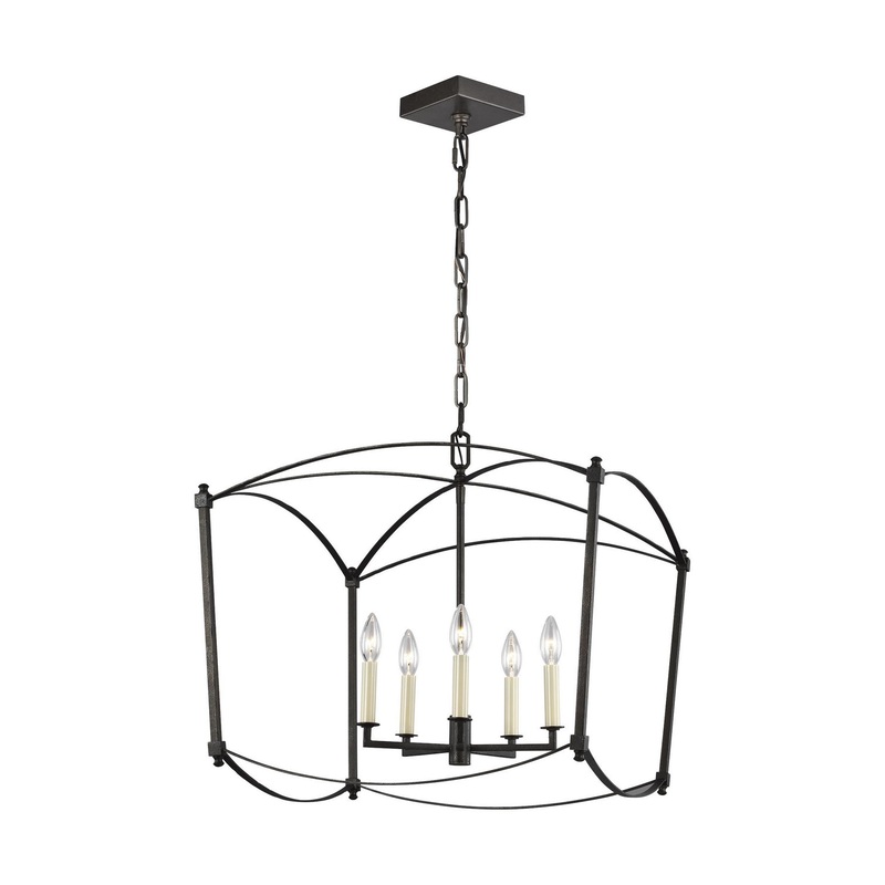 Visual Comfort Studio F3325/5SMS Thayer Five Light Lantern, Smith Steel