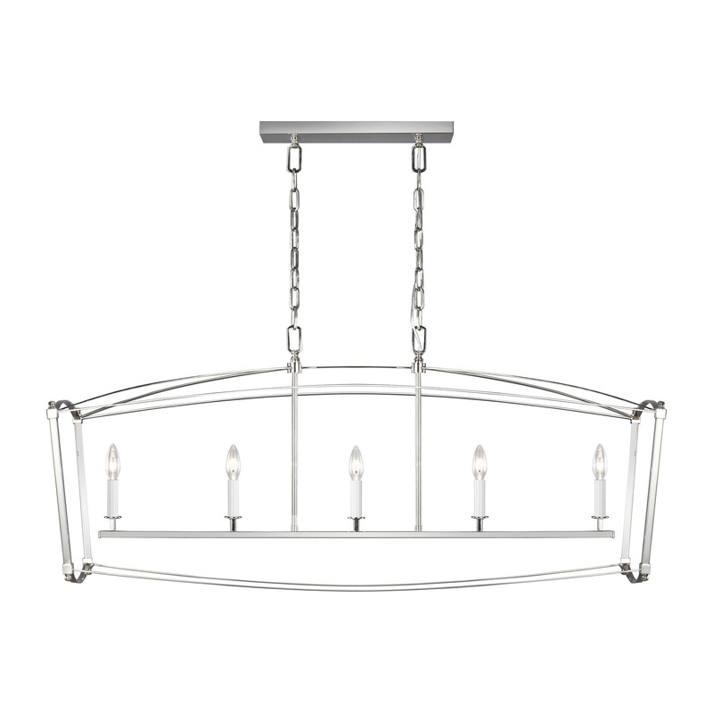 Visual Comfort Studio F3326/5PN Thayer Five Light Linear Chandelier, Polished Nickel (Discontinued)