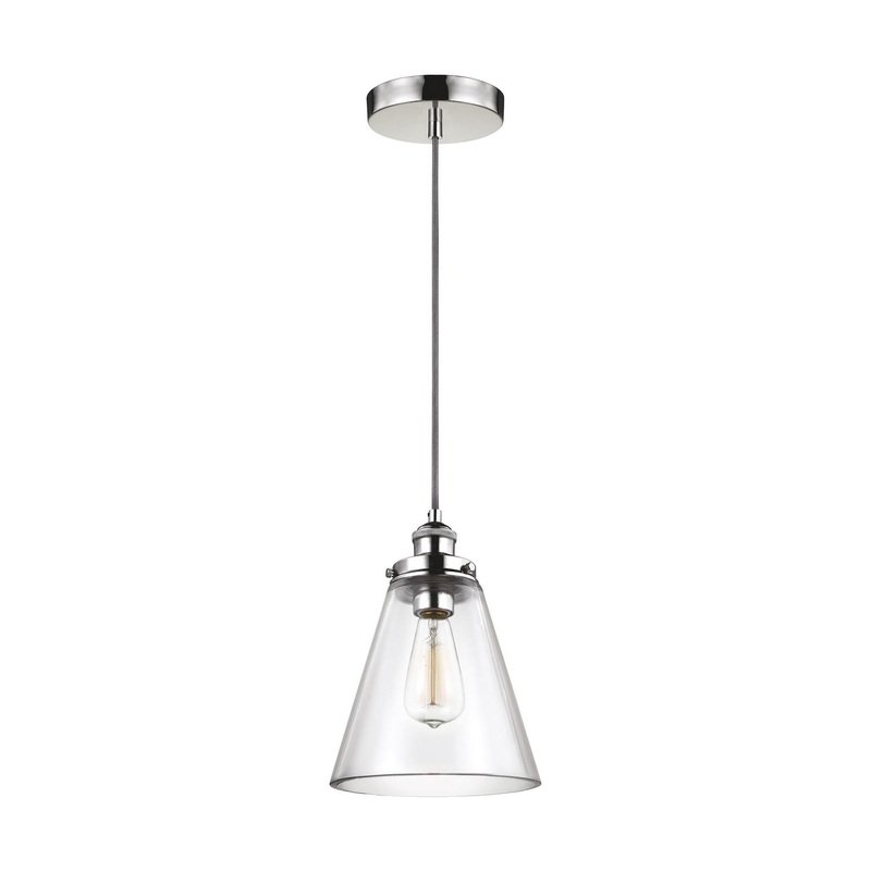 Visual Comfort Studio P1347PN Baskin One Light Pendant, Polished Nickel