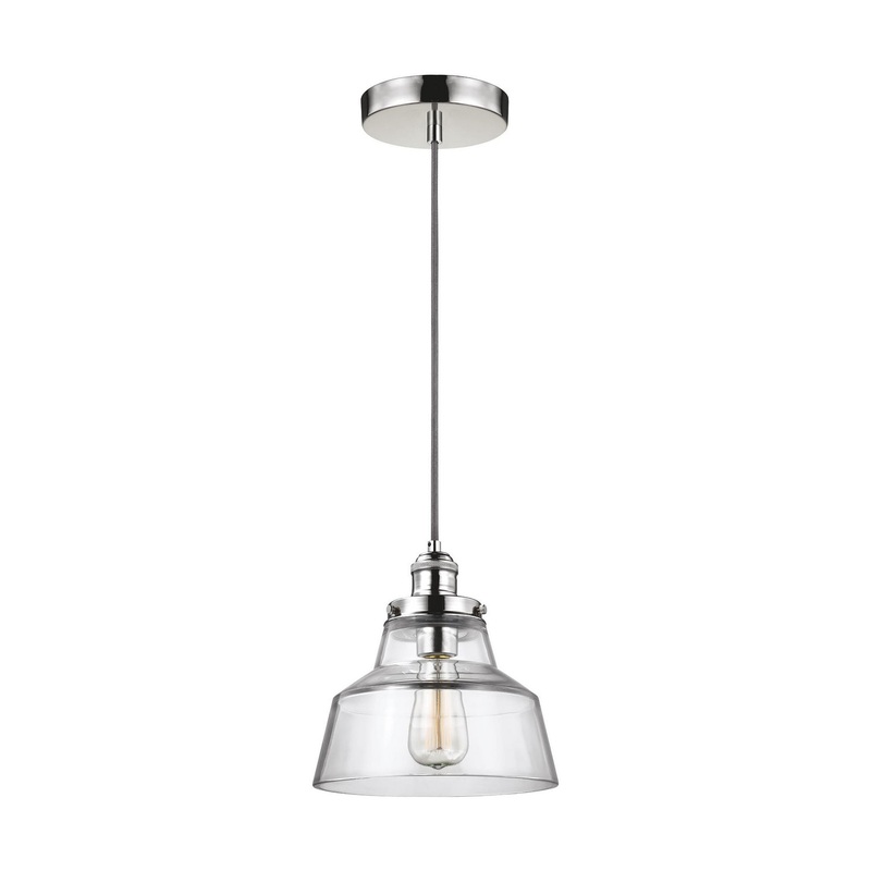 Visual Comfort Studio P1348PN Baskin One Light Pendant, Polished Nickel