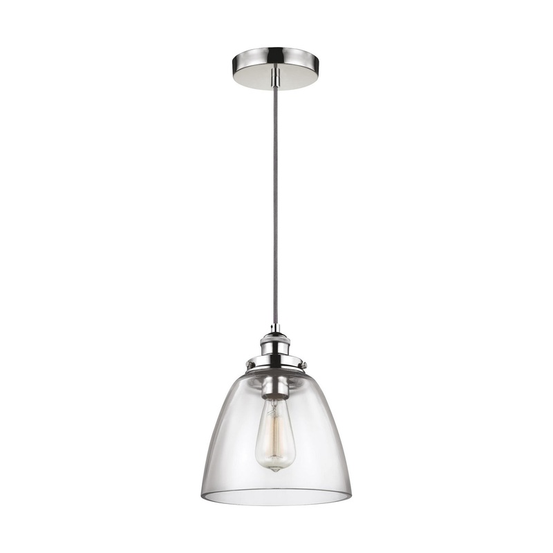 Visual Comfort Studio P1349PN Baskin One Light Pendant, Polished Nickel