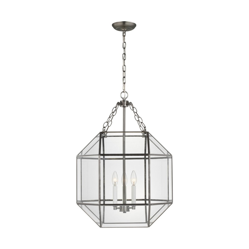 Visual Comfort Studio 5279403EN-965 Morrison Three Light Lantern, Antique Brushed Nickel (Discontinued)