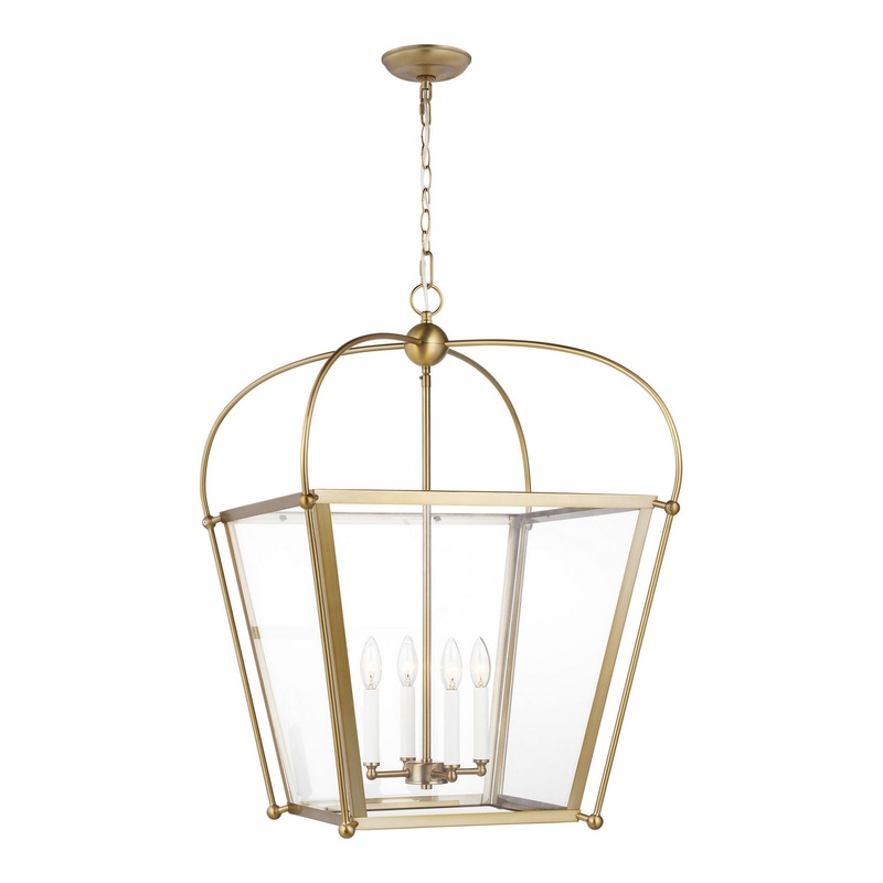 Visual Comfort Studio 5291004-848 Charleston Four Light Foyer, Satin Brass