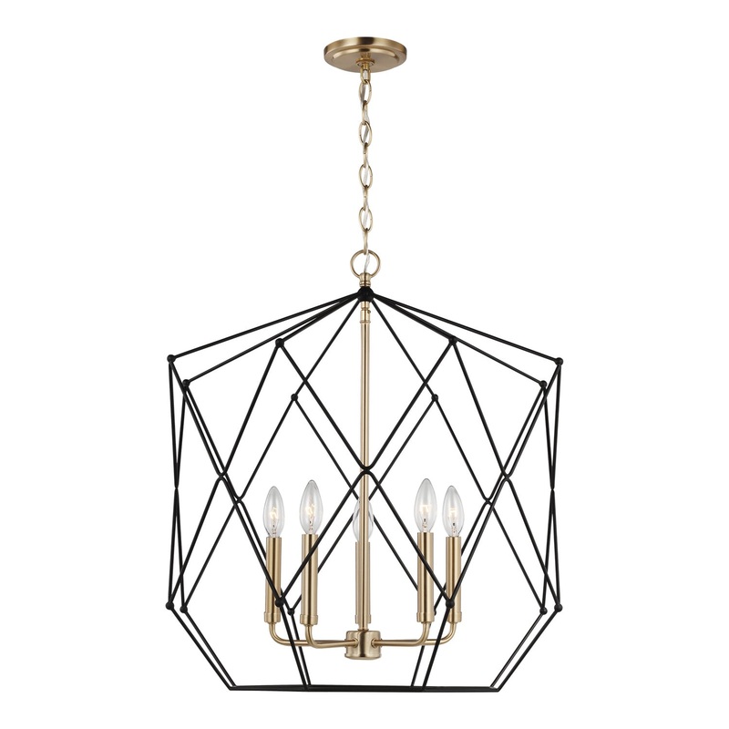 Visual Comfort Studio 5334105EN-848 Zarra Five Light Lantern, Satin Brass