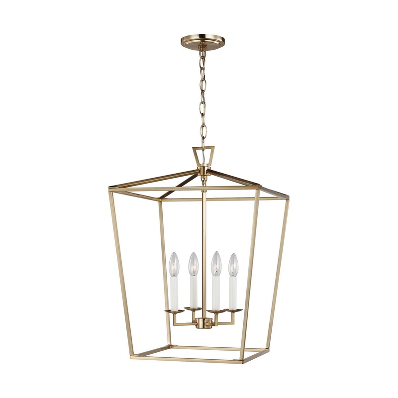 Visual Comfort Studio 5392604-848 Dianna Four Light Lantern, Satin Brass