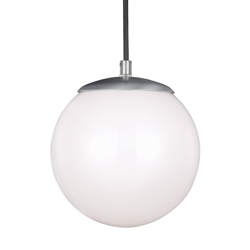 Visual Comfort Studio 6018-04 Leo - Hanging Globe One Light Pendant, Satin Aluminum