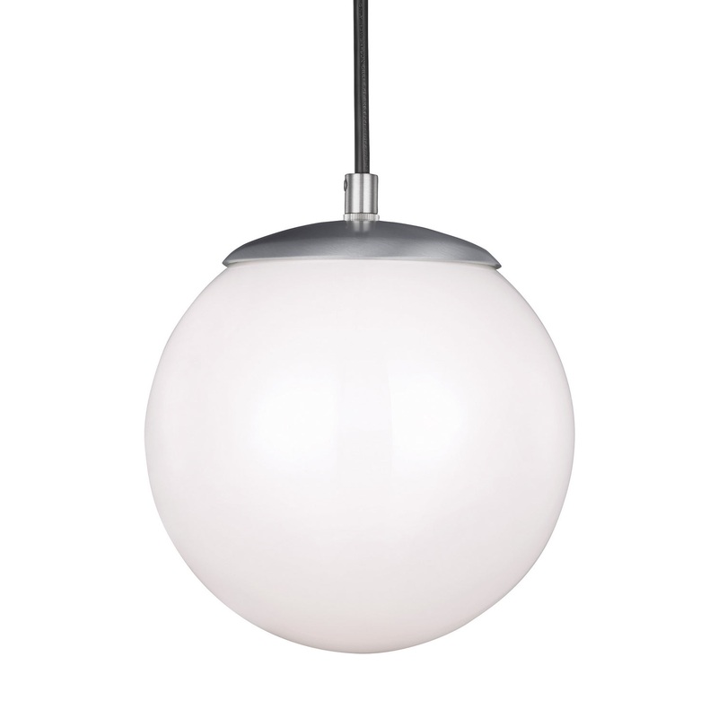 Visual Comfort Studio 6018EN3-04 Leo - Hanging Globe One Light Pendant, Satin Aluminum