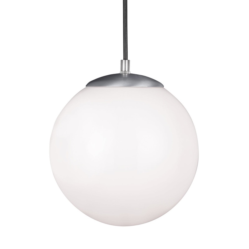 Visual Comfort Studio 6020-04 Leo - Hanging Globe One Light Pendant, Satin Aluminum