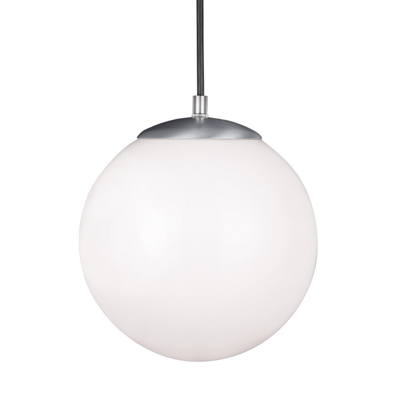 Visual Comfort Studio 6020EN3-04 Leo - Hanging Globe One Light Pendant, Satin Aluminum